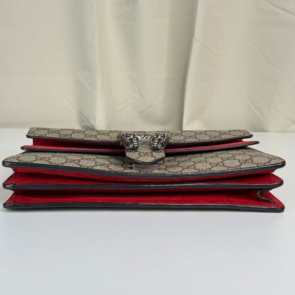 Gucci GG Logo Supreme Medium Dionysus Shoulder Bag with Red Interior - Picture 5 of 8